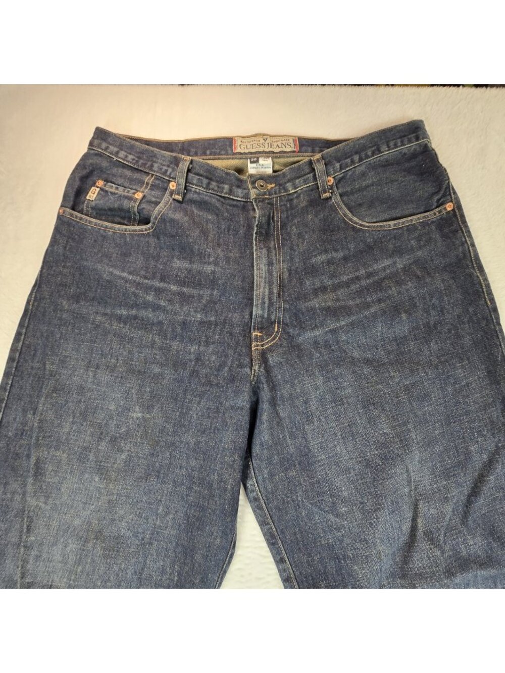 VTG Guess Jeans Baggy Relaxed Fit Dark Blue Denim Men's Size 36 X 32 Grunge Y2K